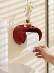 1pc Joivida Wall-Mounted Toilet Paper Holder, PET Waterproof Tissue Storage Box, Bathroom Toilet Paper Storage Rack, No-Drill Adhesive Tissue Holder, Suitable For Toilet, Bathroom And Washroom Storage - Multicolor - View 5
