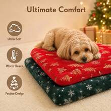 1pc Christmas Snowflake Christmas Tree Print Thick Plush Pet Mat, Soft Machine Washable Dog Bed Pad, Winter Cat Dog Indoor Sleeping Mat, Holiday Gift For Cats And Dogs - Multicolor - View 5