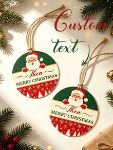 Label Hadiah Natal dengan Nama Kustom, Label Gantung Bulat Santa Claus yang Dipersonalisasi dengan Tali, Label Hadiah dengan Teks Kustom, Dekorasi Pohon Natal, Dekorasi Kemasan Hadiah Liburan - MultiWarna - View 1