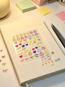 1 Set Laptop Stickers, Planner Supplies, Metallic Phone Stickers, Dopamine Graffiti Style, Bright Vibrant Colors, Minimalist Hand-Drawn Patterns, Decorative Stickers, Suitable For Camera, Water Bottle, Phone Case - Macaron Graffiti Stickers - View 4