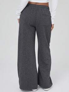KyrLssu Celana Jogging Wanita Model Lebar, Celana Panjang Kasual dengan Pinggang Elastis dan Tali Serut, Dilengkapi Saku - Dark Grey - View 6