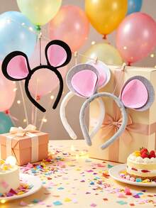 1pc/2pcs Mouse Ear Headband, Cute Plush Animal Ear Headband, Party Costume Prop, Theme Event Styling Accessory, Photo Atmosphere Headpiece, Party Outfit, Stage Performance, Holiday Styling Decoration, Creative Outfit Hair Accessory Mouse Ear - Upgraded Version - View 6