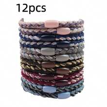 12pcs Braided Hair Ties For Women & Girls, Multi-Color Elastic Ponytail Holders, Stylish Hair Accessories For Daily Wear - Multicolor - View 8