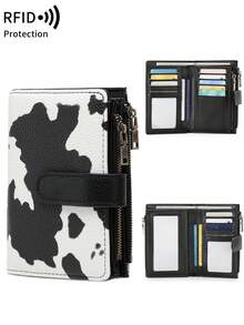 FOREVER MIYIN Vintage RFID Anti-Theft Women's Short Wallet, Double Fold Snap Wallet, Multiple Card Slots, Dual Zipper Coin Pocket, With ID Window, Suitable For Daily Use - Multicolor - View 21