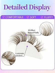 8 Pairs Segmented Cat Eye False Eyelashes, Brown, DD Curl, Elongated Tail, 3D Light Explosion, Fluffy & Soft, Suitable For Festivals, Parties And Various Fashion Occasions - Brown - View 5