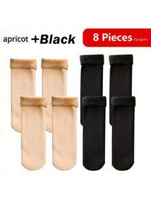1/4 Pairs Plush Lined Snow Socks - Thick & Warm Winter Ground Socks, 4/8 Pairs - Multicolor - View 10