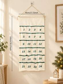 1pc Custom Embroidered Christmas Advent Calendar Wall Hanging Storage Decor, Personalized Name Hanging Scroll With 24 Pockets, 2 Available Styles, Indoor Wall Home Decor, Ideal Holiday Gift For Family And Friends - Multicolor - View 10