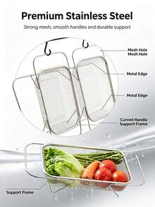 1PC Stainless Steel Sink Drain Basket Sink Vegetable Washing Basin Retractable Household Filter Fruit Storage Rack - One Size - View 2