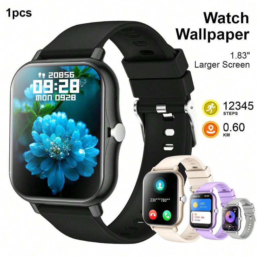 HOT 1pc 1.83-Inch HD Touch Screen Smart Watch, Suitable For Teenagers. Features Weather Forecast, Sports Tracking, Call Reminder, Alarm, Date Display And Music Playback. Compatible With Android And IOS Systems, Ideal For Holiday Gifts, Campus Life, Sports Fitness And Party Occasions,