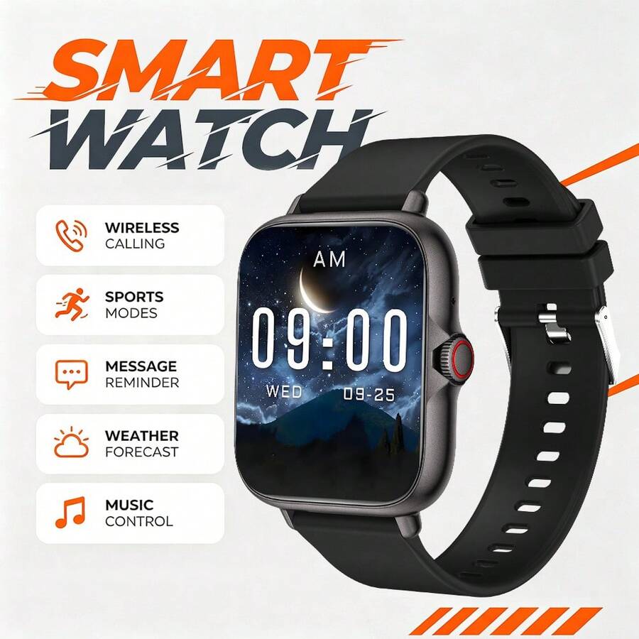 QAGSFLC SmartWatch 新款熱銷智慧手錶：中性矽膠錶帶，支援通話/接聽、計步、卡路里追蹤、多種運動模式、遠端拍照、音樂控制、鬧鐘提醒與訊息通知。180mAh 鋰電池多功能運動智慧手錶，適合送給情侶、長輩、朋友、同學等場合的禮物