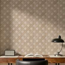 6pcs Faux Wood Grain Acoustic Wall Panels, Made Of Moisture-Resistant Polyester Fiber, Self-Adhesive Backing For Easy Installation, Sound-Absorbing And Decorative, Suitable For Recording Studios And Interior Decor - Wood Grain - View 9