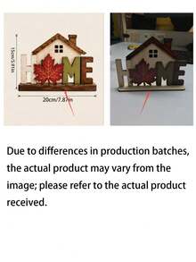 Autumn Desktop Decor Sign, Rustic Maple Leaf & House Design Farmhouse Style Table Centerpiece, Freestanding Letter Block Decoration, Suitable For Mantel, Shelf, Tiered Tray, Harvest Thanksgiving Home Decor - Multicolor - View 10
