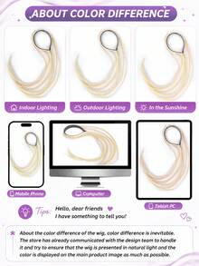 24 Inch Braided Hair Extension, Synthetic Heat-Resistant Fiber Hair Piece With Silver Metal Buckle, Suitable For Women's Daily Wear, Holiday Party Hairstyle Styling - Multicolor - View 8