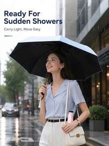 Lightweight Coin-Sized Folding Umbrella, Portable Mini Pocket Handheld Umbrella For Daily Commute And Outdoor Wind & Rain - Multicolor - View 2