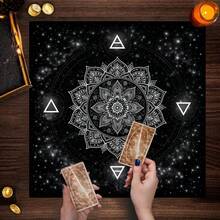 1pc Mandala Tarot Cloth Black Starry Sky 4 Elements Symbols Altar Tablecloth, Wicca Divination Tarot Card Mat Witchcraft Spiritual Reading Cloth For Tarot Oracle Cards Decor - Multicolor - View 8