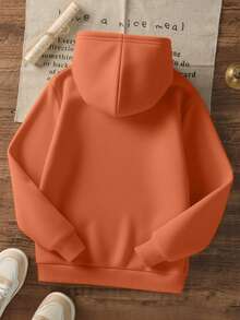 1 buah Sweatshirt Hoodie Kasual Bergambar untuk Anak Perempuan Remaja, Lapisan Termal, Lengan Panjang, Pakaian Pelajar Musim Gugur/Musim Dingin - Jeruk - View 3