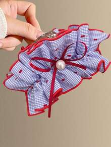 1pc High-Quality Fabric Polka Dot Plaid Ruffle Hair Clip, Suitable For Work, Date And Casual Occasions - Multicolor - View 14