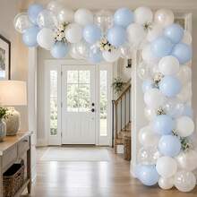 40pcs Light Blue, Pearl White & Transparent Balloons, 10 Inch, Suitable For Baby Shower, Bachelorette Party, Birthday, Wedding And Bridal Shower Decoration - View 3