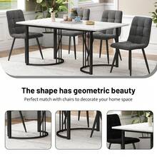 Elegant Rectangular Dining Table / Stylish Kitchen Table With A Unique Design / Generous Dimensions, Versatile Use / Load Capacity: 50 Kg / Sturdy Metal Frame / Suitable For Dining Rooms And Living Rooms, 140 X 80 Cm - White + MDF - View 2