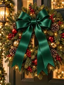 1 Roll 25 Yards Christmas Decorative Satin Ribbon, Emerald Green, Multiple Sizes Available, Suitable For DIY Crafts, Gift Wrapping, Bows, Parties, Weddings, Christmas Decorations - Jade Green - View 4
