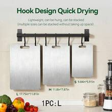 2pcs/1pc Titanium Kitchen Cutting Board, Stainless Steel Cutting Board Set, Suitable For Meat, Fruit And Vegetables - Silver - View 11