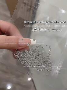 1440pcs/Pack 33 Facets Super Shiny Pointed Bottom Nail Rhinestones DIY Nail Art Refill Pack Nail Rhinestone Decor Nail Gap Filler Mini Round Pointed Rhinestones - White - View 8