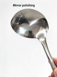 1/2/5pcs Stainless Steel Hammered Texture Large Round Soup Ladle, Clay Pot Spoon, Serving Spoon, Large Head Soup Spoon, Kitchen Ice Crackle Pattern Soup Spoon For Soup - View 6