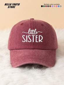 1件裝「Litter SISTER」字母印花棒球帽，春夏百搭復古軟頂爸爸帽，做舊水洗風 - B - 查看 18