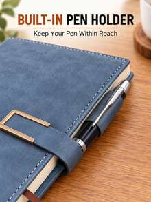 1pc Business Notebook A5 Lined Notebook, Unisex, 240 Pages 80gsm Thick Lined Paper, Professional PU Leather Hard Cover With Magnetic Closure, Pen Holder And Bookmark, Suitable For Office, Meeting And Study, 5.71 * 8.27 Inches - Multicolor 1 - View 4