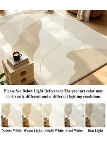1pc Light Apricot Wabi-Sabi Style Abstract Fluid Faux Cashmere Living Room Rug, Soft Non-Slip Wear-Resistant, Suitable For Living Room, Bedroom Holiday Decor, Office, Non-Slip Door Mat, Bathroom, Hallway, Study Area Carpet - Apricot - View 7