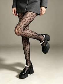 1 Pasang Kaos Kaki Jala Berongga Serbaguna Elastis Tinggi untuk Wanita dengan Motif Leopard, Sempurna untuk Pesta, Bar, dan Klub Malam dengan Gaya Baddie - MultiWarna - View 5