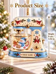1pc Personalized Snowman Mixer Christmas Ornament, Custom Name Baking Ornament, Gingerbread Candy Cane Kitchen Decor, Baker Lover Gift,Holiday Keepsake,Xmas Tree Ornament,Christmas Gift - Multicolor - View 7