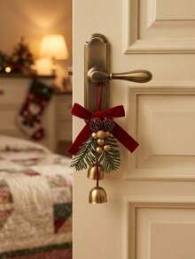 1pc Christmas Pine Tree And Bell Hanging Ornament, Christmas Decoration, Christmas Party Favor And Small Gift; Suitable For Decorating Home Door Handles, Christmas Tree And Car Interior - Bell - View 2