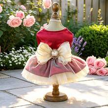 1pc Pet Clothes Dog Cat Apparel Small Dog Puppy Clothing Wedding Dress Series Margaret Princess Dress - Ruby Red - Multicolor - View 10