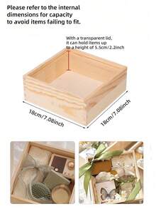 1pc High-End Wooden Gift Box With Transparent Sliding Cover, Suitable For Wedding, Birthday, Candy, Graduation Souvenirs, Decoration Activities, Storage Box, Party Gifts, Size: 20x20x10cm - Natural Wood Color - View 15