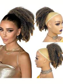 8 Inch Drawstring Ponytail Wig, Afro Kinky Curly Ponytail, Synthetic Ponytail Hair Extensions, Designed For (Multiple Colors Available) - Multicolor - View 18