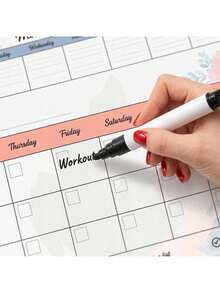 Magnetic Dry Erase Planner 60 * 45 Cm, Weekly And Monthly Refrigerator Calendar With Shopping List Notes And Task Sections, Reusable Fridge Organizer With Magnetic Backing And Erasable Marker For Home Kitchen And Office Planning - one-size - View 2