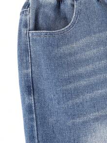Celana Jeans Denim Fashion Anak Laki-Laki, Celana Panjang Lurus Kasual Longgar Musim Semi/Musim Gugur Terbaru - Biru - View 4