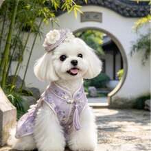1pc- Breathable Dog Cheongsam Dress, Classic Chinese Style Pet Qipao Skirt, Elegant Outfit For Daily Photos Festival, Small Dogs Teddy - Multicolor - View 15