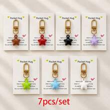 1pc/Multiple Candy Color 3D Star Pendant With Card Accessory, Unisex Gift For Friends And Besties, Minimalist Bag Charm, Earphone And Wallet Accessory - Multicolor - View 2