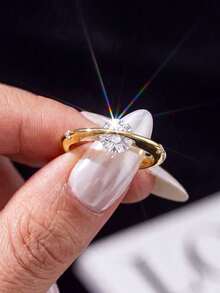 1pc Moissanite Ring, Unique 1ct Planet Orbit Design, Suitable For Women's Daily Wear And Gifting - Round Moissanite Ring - 1CT - View 7