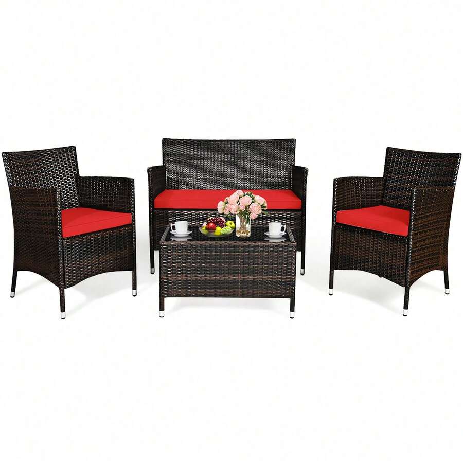 Outdoor Table & Chair Sets - Red - View 1