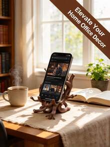 Spooky Twisted Tree Branch Phone Stand, 3D Printed Goth & Halloween Decor Rustic Tree Root Cell Phone Stand,Nature Inspired Desktop Phone Holder,Decorative Phone Mount For Video Calls Streaming,Universal Cellphone Cradle - Multicolor - View 5