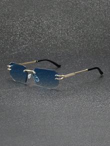 1 Pair Square Metal Frame Vintage Unisex Fashion Glasses, Luxury Brand Designer Fashion Glasses, Tropical Beach Vacation Summer Matching Rectangular Glasses - Multicolor - View 8
