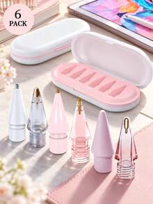 3/4/6pcs Replacement Tips For Apple Pencil Pro/2nd Gen/1st Gen/USB-C, Needle-Shaped Tips With Storage Box, Precise Control, Plastic/Metal Material, Compatible With IPad Pro Apple Pencil Set - Multicolor - View 1