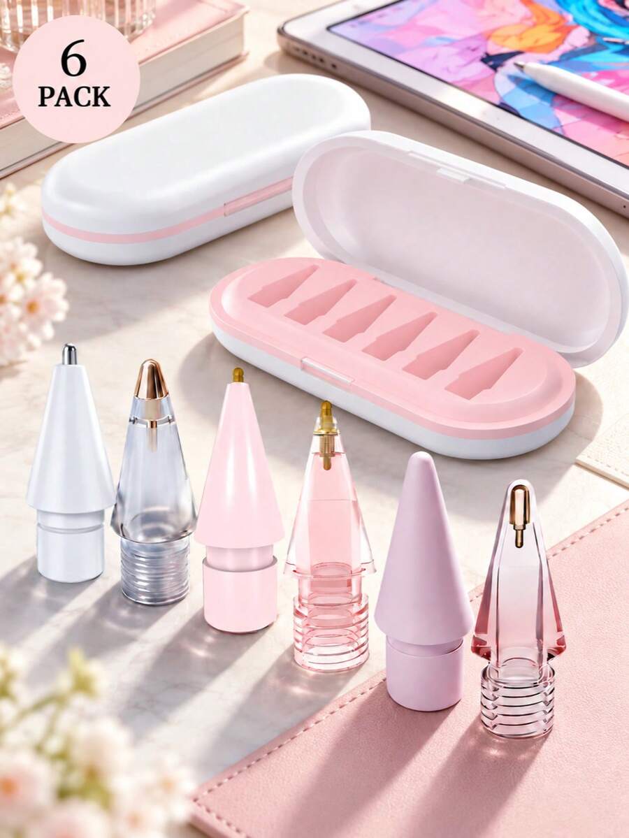 3/4/6pcs Replacement Tips For Apple Pencil Pro/2nd Gen/1st Gen/USB-C, Needle-Shaped Tips With Storage Box, Precise Control, Plastic/Metal Material, Compatible With IPad Pro Apple Pencil Set - Multicolor - View 1