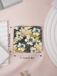 1PC Oil Painting Pastoral Series Portable Makeup Mirror, Foldable, Lightweight, Ultra-Thin, Convenient, Durable PU Leather, Suitable For Various Occasions, Travel, Party, Work, School, Suitable For All Ages - Multicolor - View 4
