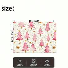 1/4/6pcs Christmas Series Pink Watercolor Christmas Tree Pattern Printed Placemats, Heat-Resistant Table Mat For Home Kitchen/Table Protection, Kitchen Dining Table Party Scene Decoration - Multicolor - View 4