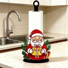 Acrylic Santa Claus Desktop Tissue Holder, Vertical Paper Towel Storage Rack, Suitable For All Four Seasons, Christmas And New Year Restaurant Dining Table Holiday Decor, Christmas Gift, Home Decoration - Multicolor - View 3