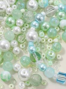 beadia 100/250g 2-10mm 綠色系列混色玻璃珠，多種款式，DIY珠寶製作、項鍊與手鍊手工藝用品，適合女性 - 綠色系 - 查看 4